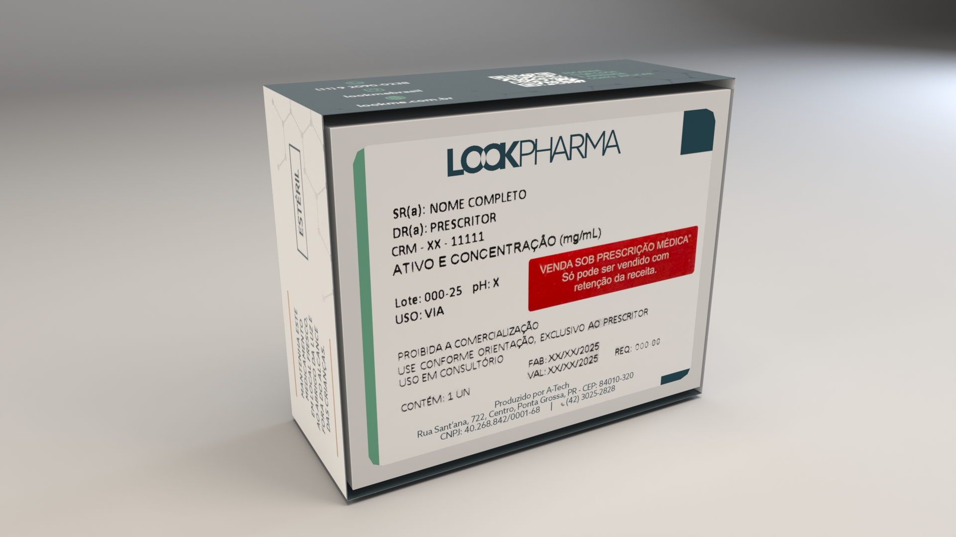 Embalagem Lookpharma com etiqueta de preparação individualizada