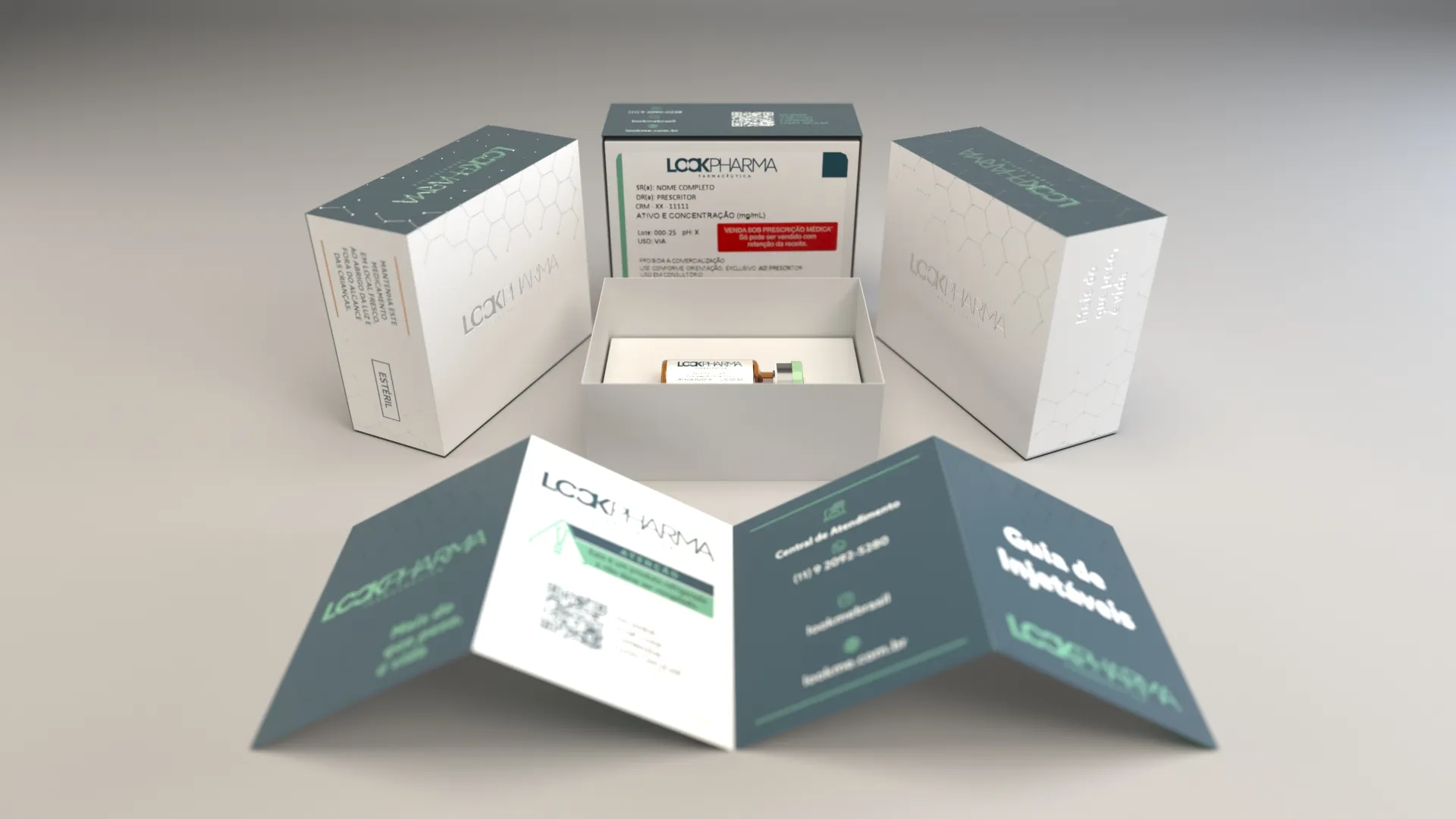 Kit Lookpharma com caixa e ampolas organizadas
